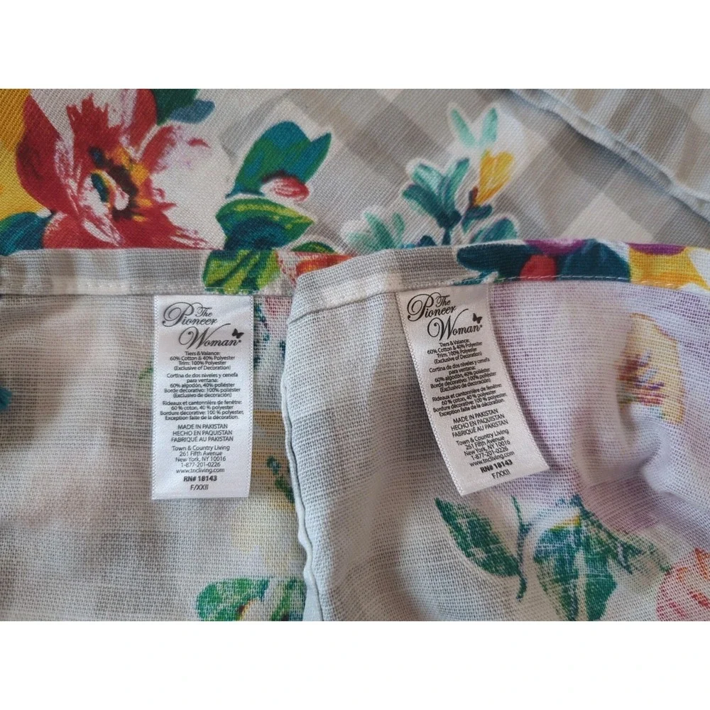 The Pioneer Woman Sweet Romance Blossoms 5pc Curtain Tier Valance Set NWOT